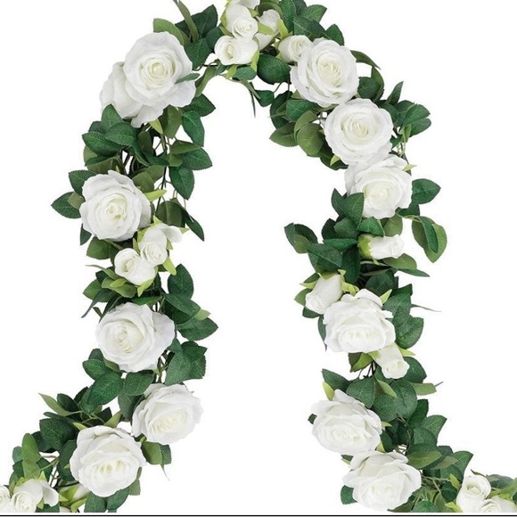 Other - 4 count | White Rose Floral Vines Artificial Flowers Wedding Garland
